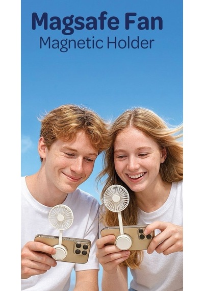 Volkano Manyetik Fan Şarz Edilebilir 3 Kademeli Mıknatıslı Safe Telefon Tutuculu Magsafe Fan Magnetic Holder Vk-300 Beyaz