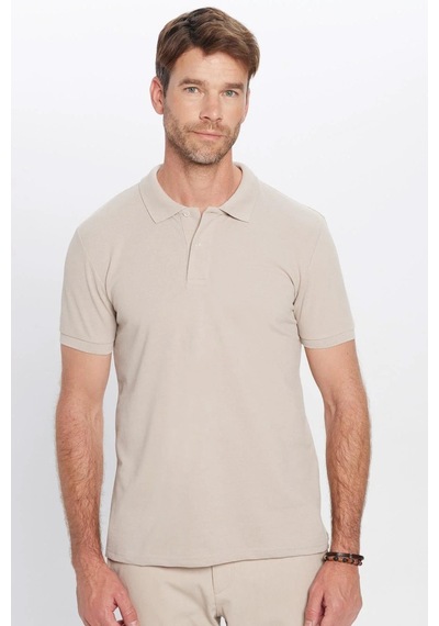 Tudors Erkek Slim Fit Dar Kesim %100 Pamuk Gri Polo Yaka Tişört-32780 Gri
