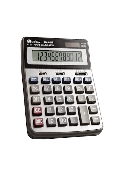 Hesap Makinesi Siyah 14x19 Cm 1 Adet Galaxy Gx-6118 12 Haneli Orta Boy Ofis Büro Masaüstü Hesap Makinası