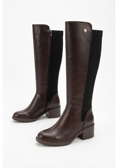 Pierre Cardin 56090 Arkası Strej 5 Cm Topuk Yüksekliği Kaymaz Taban Kadın Çizme Kahve