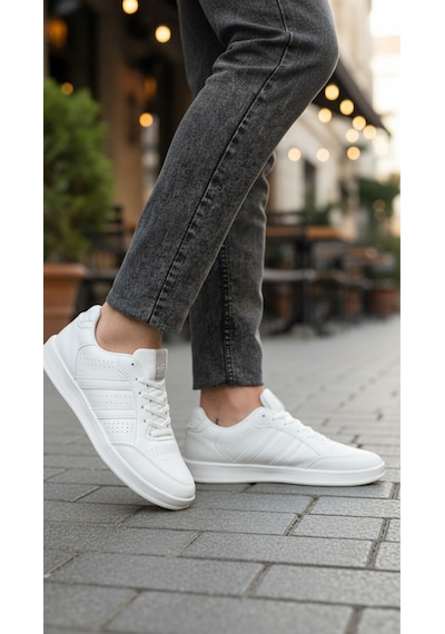 Fore Sport Erkek Günlük Yürüyüş Spor Ayakkabı Suni Deri, Hafif, Rahat, Darbe Emici Sneaker Beyaz