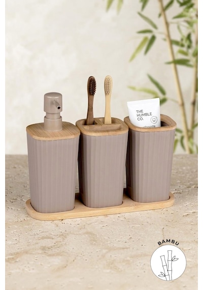 Safir Bambu 3'lü Set Kahve Kahverengi