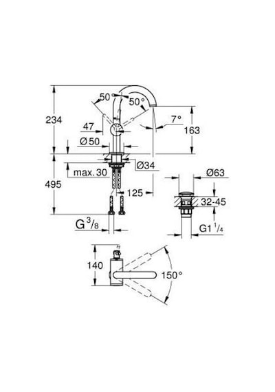 Grohe Atrio M-boyut - 24363da0 Bakır Lavabo Bataryası