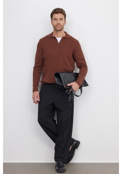 Tudors Erkek Regular Fit Çift Pileli Beli Lastikli Rahat Kesim Bol Paça Baggy Siyah Pantolon-33190 Tudors Erkek Regular Fit Çift Pileli Beli Lastikli Rahat Kesim Bol Paça Baggy Siyah Pantolon-33190