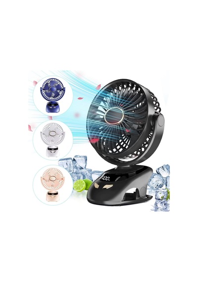 Mandallı Şarjlı Fan Mini Klima Vantilatör Ev Araç Bebek Arabası Led Ekranlı Serinletici Fan