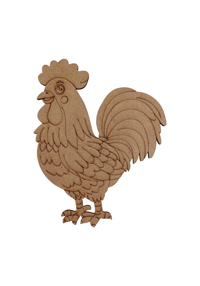 Boyanabilir Ahşap Horoz Figürü 15x12 Cm 10 Adet