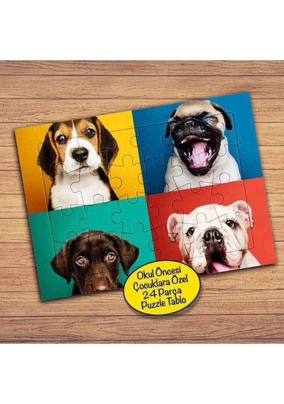 Sevimli Köpek Kolyajı 24 Parça Çocuklara Özel Yapboz Tablo-93