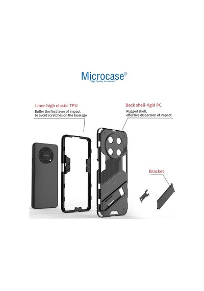 Microcase Huawei Nova Y90 Matrix Serisi Armor Standlı Kılıf-Siyah