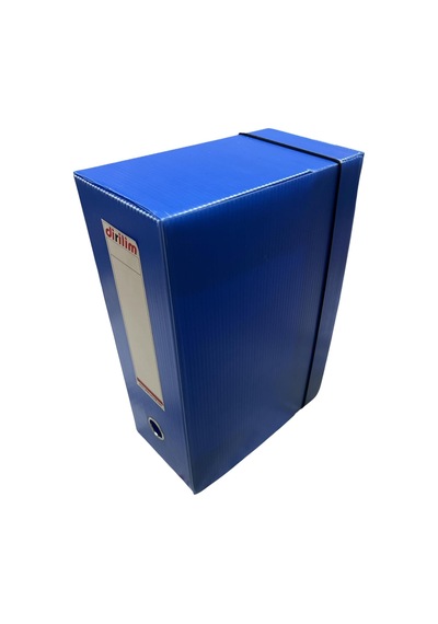 Arşiv Klasörü 22x12x32cm A41000 Sayfa İçin Oluklu Plastik Mavi Lastikli Sırt Etiketli Metal Parmak Halkalı Arşiv