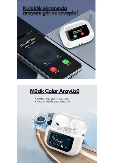 Air Pro 2 Anc Dokunmatik Ekranlı Bluetooth Kulaklık İos Android Tüm Telefonlara Uyumlu Kulaklık