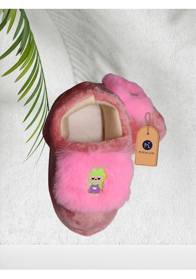 Miraluni Peluş Bebek Panduf Ve Ev Botu Yumuşak Tabanlı, Sıcak Tutarlı, Kaymaz Ev İçi Kışlık Patik Pudra Pembe
