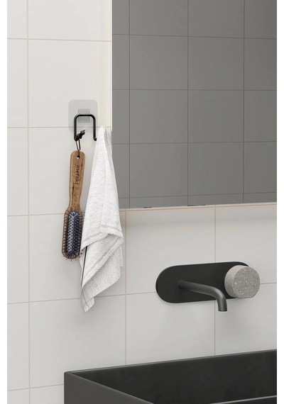 Yapışkanlı Çift Kancalı Metal Duvar Askısı Banyo Mutfak 2'li Set 12 Izgara