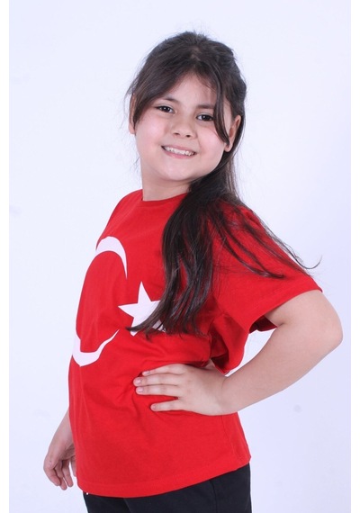 Fyk Kids Atatürk Baskılı Imzalı Unisexs T-shırt Kırmızı - Bayrak Kırmızı