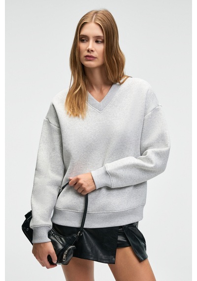 Grimelange ARINEL Kadın V Yaka Regular Fit Grimelanj Sweatshirt