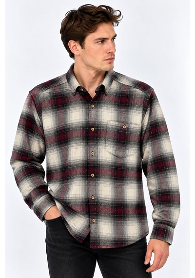 Classics Men Regular Fit Erkek Kışlık Hakiki Oduncu Gömleği Bordo