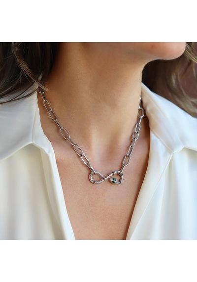 Yılan Sonsuzluk Modeli Zirkon Taşlı Set Gümüş