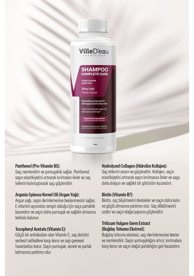 Villed'eau Yıpranmış Yağlı ve Kırılan Saçlar için Dökülme Karşıtı Şampuan 100 ML
