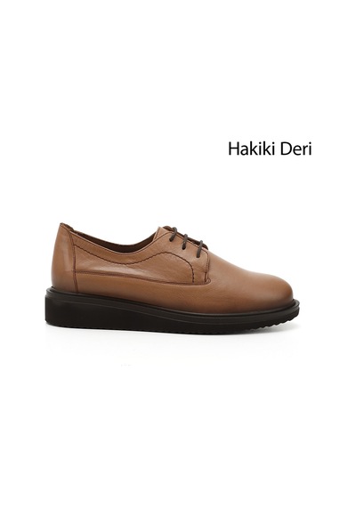 Gönderi(R) Kadın Açık Taba Bağcıklı Dolgu Taban Hakiki Deri Ayakkabı Gdza13424074 Taba