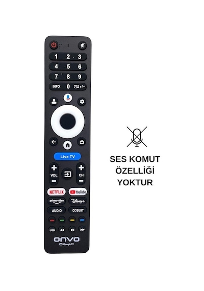 Onvo Google Tv  Logolu Kumanda Live Tv Tuşlu - Ses Komutsuz