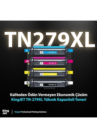 Kingjet Brother Uyumlu Mfc L3720 Yüksek Kapasiteli 4 Renk Takım Uyumlu Toner Çipli Tn279xl