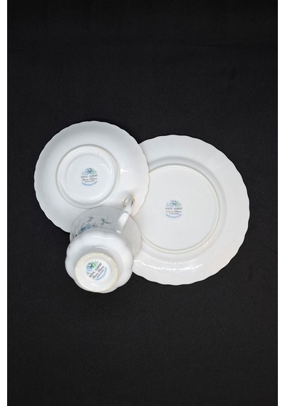 Inspiration Bone China Porselen Duble Kahve Fincanı Ve Tabakları 3 Parça 120 Ml Mavi