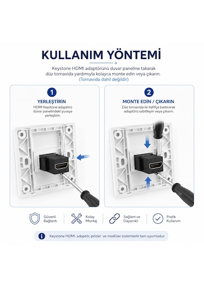 Alfais 6089 Hdmı 2.0 Dişi To Dişi Keystone Jack Adaptör Çevirici Uzatma Dönüştürücü Ara Bağlantı