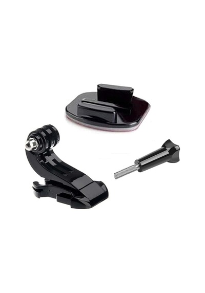 Gplus Bs04yvj 4 Parça Flat Zemin Düz Yüzey J-hook Hızlı Tak Aksiyon Kamera 3m Yapışkan Motor Kask Bağlantı Set Siyah