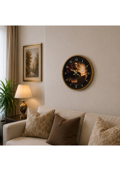 Büro Ev Ofis Hediyesi İçin 36cm Kahve Majestic Ulu Önder Duvar Saati Diğer