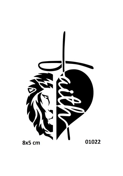 Airbrush Tattoo Faith İnanç Aslan Yapışkanlı Stencil Süsleme Ve Boyama Kalıbı