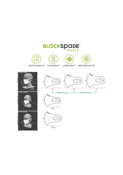 Blackspade Unisex Koruyucu Maske Altıgen Desen Diğer