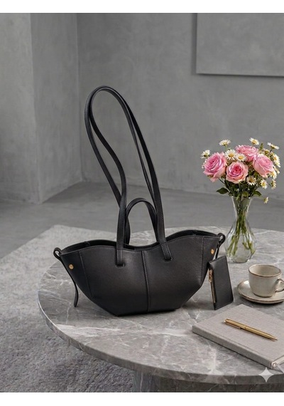 Housebags Valentina Kadın Fermuarlı + Cüzdan Charm El Ve Omuz Çantası Siyah