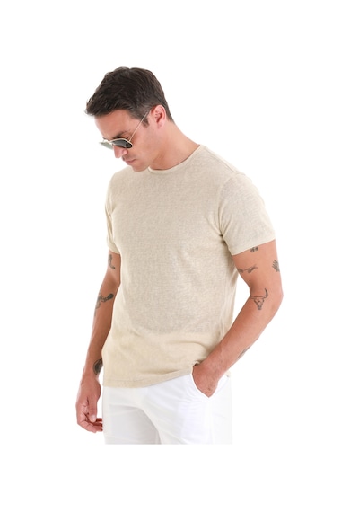 Hatemoğlu Vizon Regular Fit Düz Bisiklet Yaka Pamuklu Tişört 35102024c010 Vz Vizon