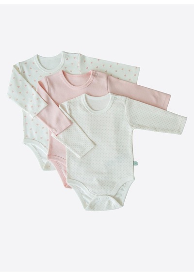 Kitikate Organik New Dreams 3'lü Uzun Kol Body Pembe Pembe
