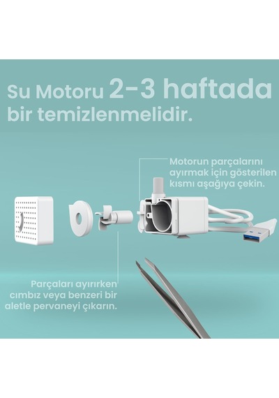 Aquata Otomatik Kedi Su Pınarı Ultra Sessiz Kedi Su Sebili 40db Usb Bağlantılı 2,3 Lt Mavi, Standart