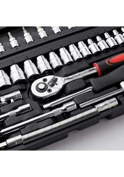 Premium 58 Parça 46mini Lokma Takımı Otomatik Cırcırlı 1/4" 12 Parça Kombine Açık Ağız-yıldız Takım