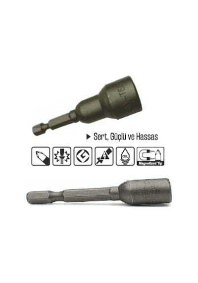 8x45mm Lokma Bits Adaptör - Manyetik Somun Adaptörü 10 Adet