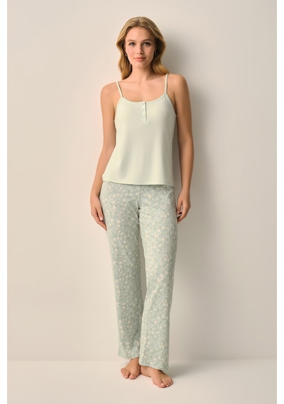 Suwen Ella Atlet Pantolon Pijama Takımı Sh26630660a55 Yeşil