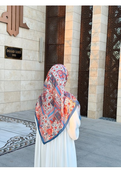Qalortex Scarf Pamuklu Piraye Desen Eşarp - Turkuaz