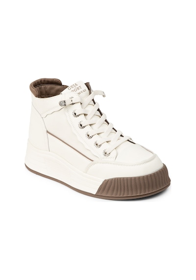 Deery Kadın Hakiki Deri Beyaz High Top Sneaker Ayakkabı - 25334zbyzc01 Beyaz