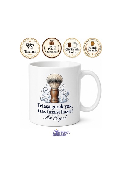 Yeni Damat Kayınço Telaşa Damat Halayı Traş Fırçası Kupa Bardak Hediye Tupya13350 Beyaz / Çok Renkli
