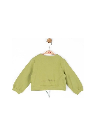 Nk Kids Kız Bebek Pamuklu Belden Büzgülü Düğmeli Hırka-14086 Yeşil