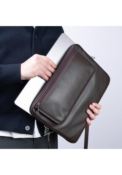 2k S.deri Laptop Çantası,tablet Çantası,14'' İnç,vegan,omuz Ve Valiz Askılı,aksesuar Ve Evrak Cepli,25.5 36 2 Cm.,kahverengi Omuz Çantası