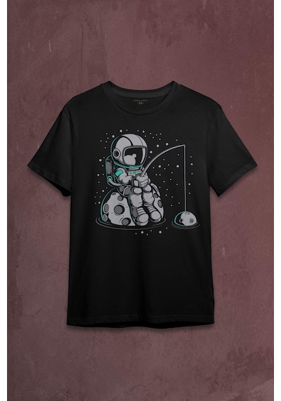 Uzayda Olta Atan Astronot Cosmos Uzay Gezegen Baskılı Tişört Unisex T-shirt 001