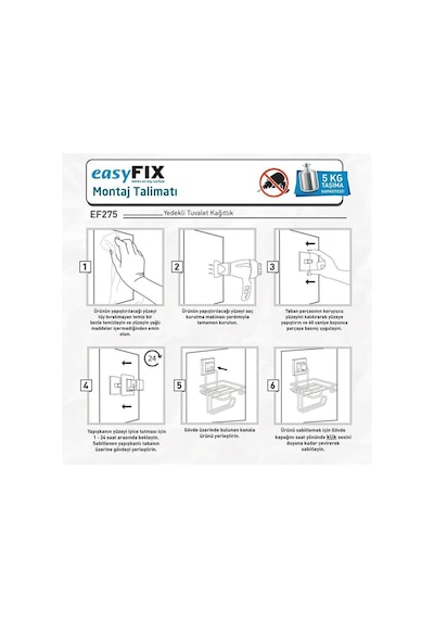 Tekno Tel Ef-275 Yapışkanlı Yedekli Tuvalet Wc Kağıtlık Krom Diğer