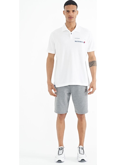 Tommylife Tommy Life Beyaz Yazı Baskılı Standart Form Polo Yaka Erkek T-shirt - 88236 Beyaz