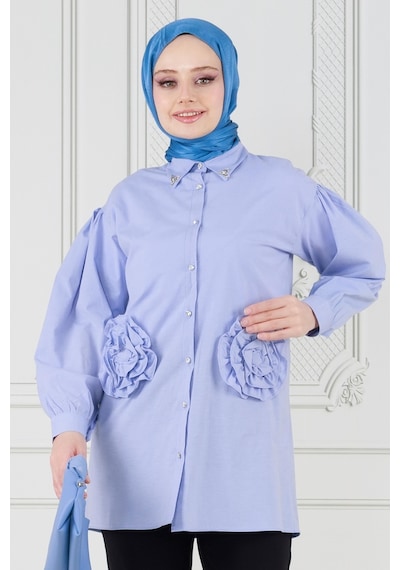 Sevitli Önü Gül Detaylı Tunik-bebe Mavi-3631-bebe Mavi Bebek Mavisi