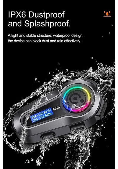 Rgb Işıklı Bluetooth Motosiklet Kask Kulaklık İntercom Su Geçirmez Ipx6 Lcd Ekran Fm Radyolu