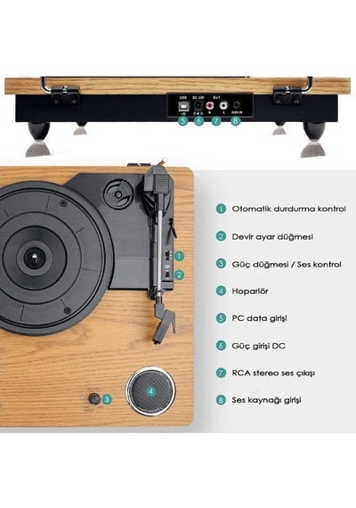 Record Master Tt249 Retro Pikap Bluetooth + Mp3 K