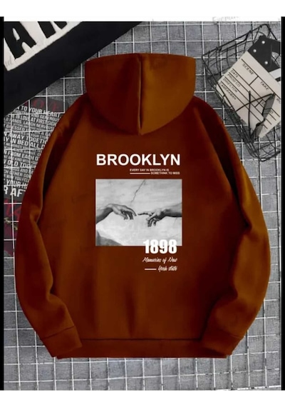 Kozia Outdoors Malkoçbey Baskılı Oversize Unisex Swetşhirt Kahverengi Kahverengi
