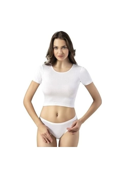 Kota Kadın Kaşkorse Kumaş Beyaz Crop - 6444 Beyaz